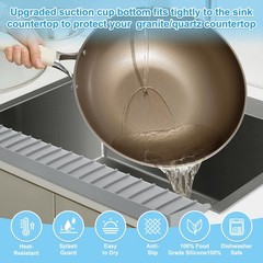 Silicone Faucet Splash Guard 4″ x 20″, Faucet Water Catcher Mat, Longer Silic…