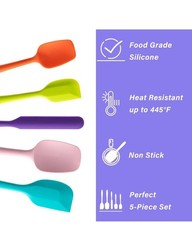 Silicone Spatula Set, 5 Piece Food Grade Rubber Spatulas Spatula, Multicolor