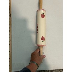 Loomco China Glazed Ceramic Rolling PinHearts And Apples