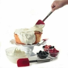 Norpro 3pc Silicone / Stainless Steel Bowl Scraper Spoonula Spatula Set – Red