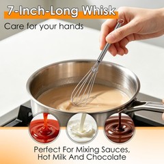 Dishwasher Safe Mini Whisks in 5″ & 7″ Sizes – Rust-Resistant Kitchen Tools