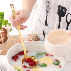 2 Pcs Soup Ladle Spoons Gold Cookware Serving Long Handle Steel Slotted Spoon Co