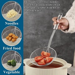 Spider Strainer Skimmer Ladle 2 Pieces, Stainless Steel Kitchen Skimmer