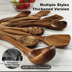 10PCS Wooden Kitchen Utensils Set Nonstick Cooking Spoons Spatula