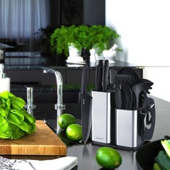 Kitchen Utensils Set 18-Piece Cooking Tools Sharp Knives Stainless Steel Holder