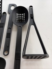 Lot of 6 T-Fal Black Plastic Utensils For Teflon Coated Pans Spoons Scrapers