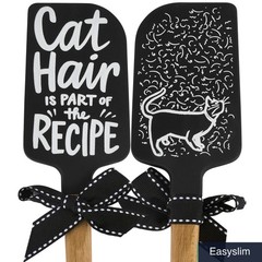 Silicone Spatula Double-Sided Cat Hair Recipe Hand Illustrated 13″ Wood