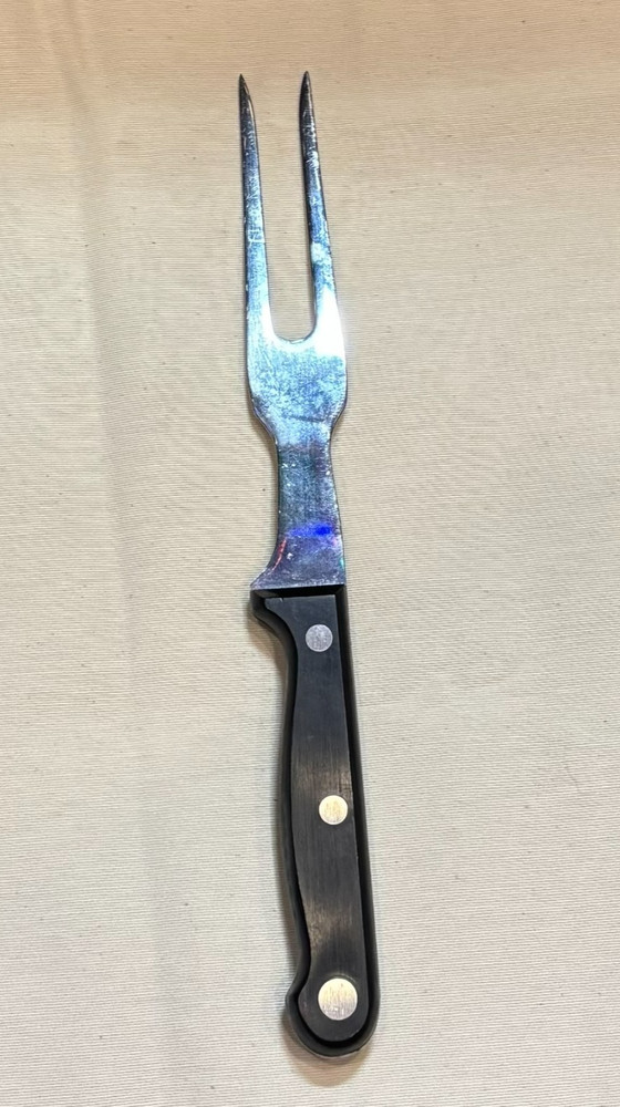 Meat Fork 10.5” Plastic Wood Handle Stainless Steel Japan Contour Handle