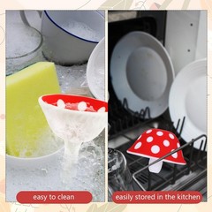 Silicone Mushroom Funnel, Small Kitchen Funnels for Filling Red, white
