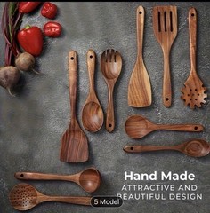 10PCS Wooden Kitchen Utensils Set Nonstick Cooking Spoons Spatula