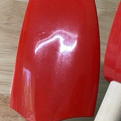 Le Creuset Craft Series Cerise Silicone Spatula Set of 3 Wood Handle Red USED