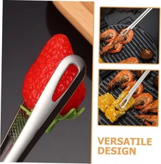 2× Stainless Steel Grill Tongs Cooking BBQ Steak Clamp Pastry Kitchen Tweezers