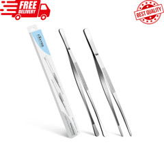 2 Pcs 12-Inch Stainless Steel Kitchen Utensils, Cooking Tongs, Kitchen Tweezers