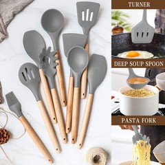 19 Pcs Silicone Kitchen Utensil Set with Holder, Heat Resistant Cooking Utensils