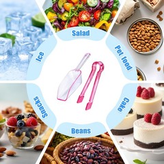 12 PCS Plastic Ice Tongs Scoops Mini Kitchen Utility Buffet Cocktail Pink