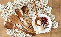 Wood Kitchen Utensils Set, 5 PCs Natural Acacia Wooden Spoons For Cooking for…