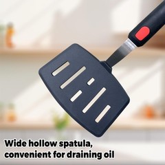 Silicone Wide Slotted Spatula Non-Stick Egg Pancake Turner Heat Resistant Black