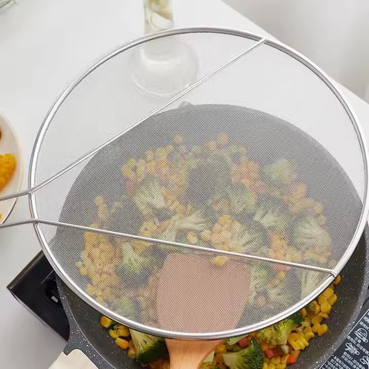 13″ Stainless Steel Splatter Screen Grease Guard Frying Pan Kitchen