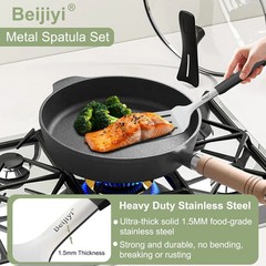 Beijiyi 2-Piece Stainless Steel Spatula Set, 13.3″ & 11.3″ Slotted Turner, Heavy