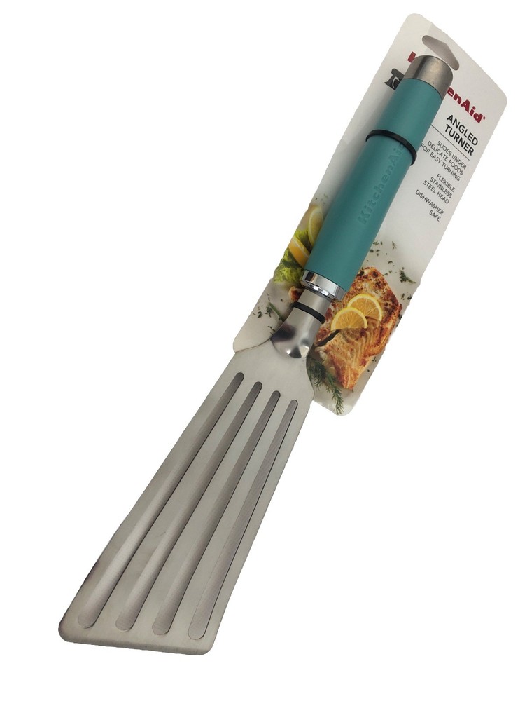 New KitchenAid Angled Turner Lifter Stainless Steel Matte Aqua Sky HAQA