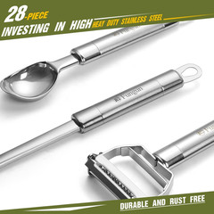 Stainless Steel Kitchen Utensil Set 28 Pcs Nonstick Cooking Tools with Silicone