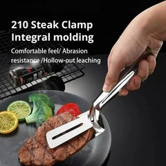 Stainless Steel Steak Clamp Food Bread Meat Clip Tongs BBQ Kitchen Cooking Tool
