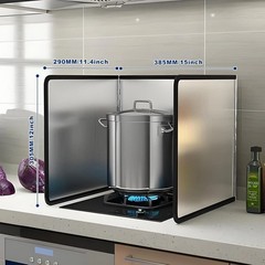 3 Sided Splatter Guard,Foldable Stainless Steel Oil Splatter Screens for Fryi…