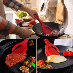 Egg Flipper Spatula Tongs 2 PCS Spatula for Non Stick Frying Pan 2 in 1 Grip