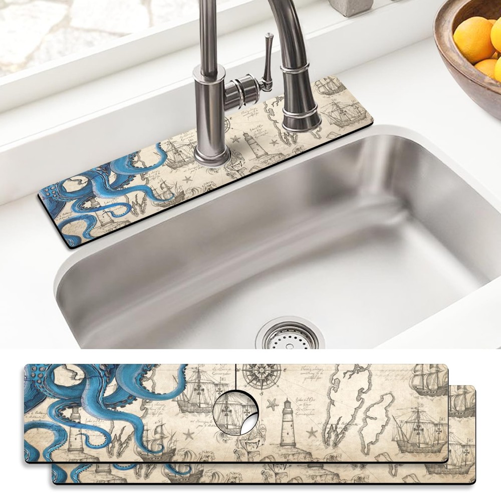 Sink Faucet Absorbing Mat, 2 Pack Drying Mat Around Faucet Sink Splash Guard …