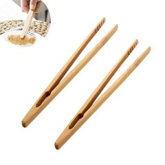 2PCS Pampered Chef 8″ Bamboo Wooden Kitchen Toaster Tongs