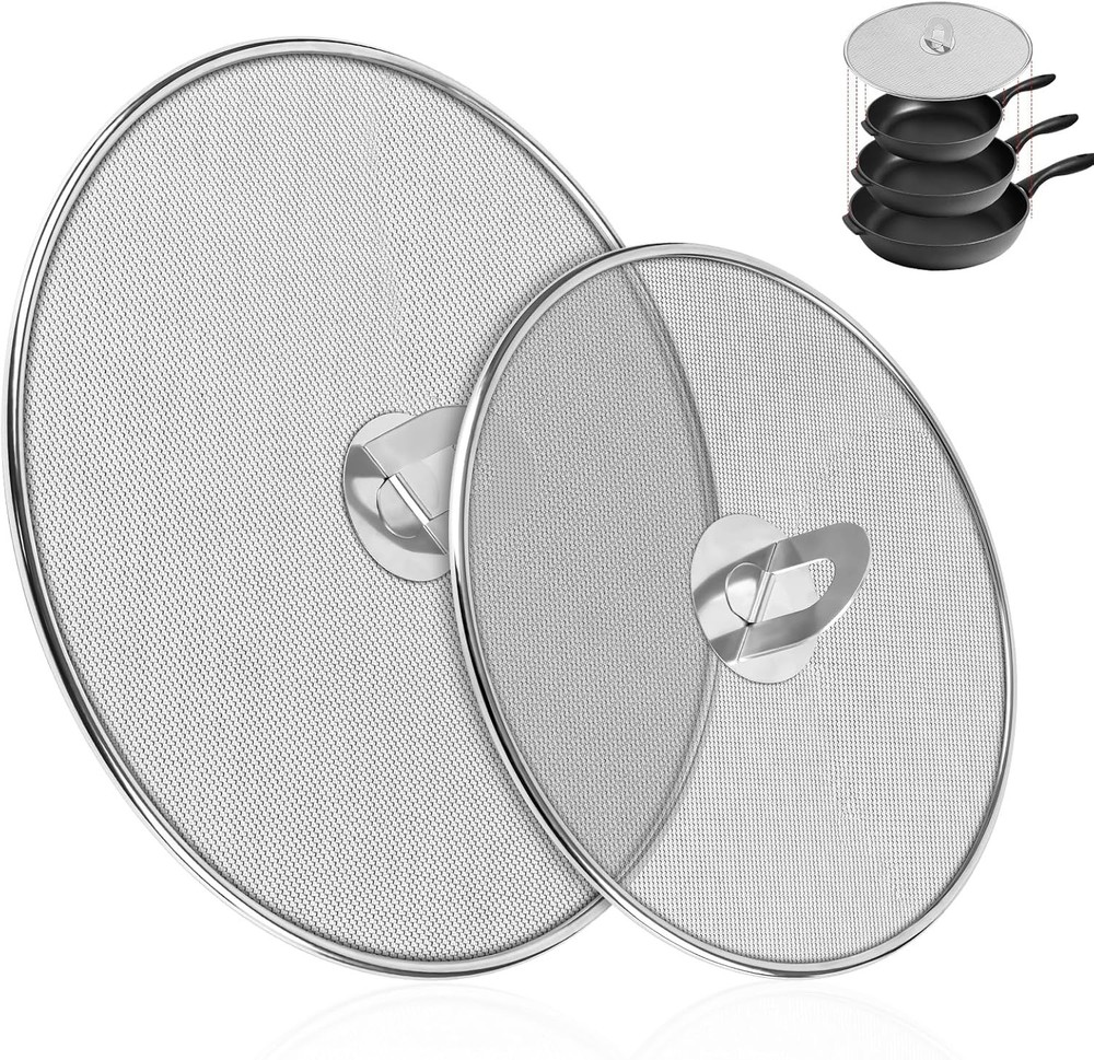 Splatter Screens for Frying Pan – Stainless Steel Grease Splatter Guard (2-Pack)