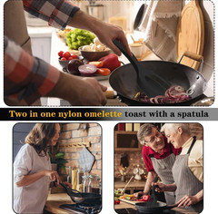 1pc 2-in-1 Grip & Flip Spatula Tongs: Non-Stick Nylon Egg Pancake Turner – NEW