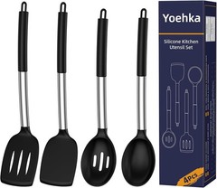 Silicone Cooking Utensils Set for Nonstick Cookware, 4Pcs Heat Resistant Kitc…