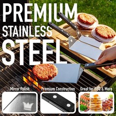 Premium Mirror Polished Stainless Steel Spatula Set – Griddle Spatula Set Wit…