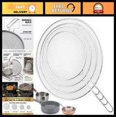 4-Piece Stainless Steel Splatter Screen Set | Oil Splash Guard for Frying Pan, 8