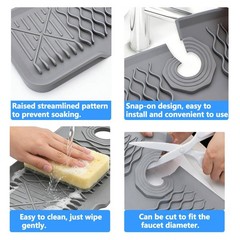 24 Inch Silicone Faucet Mat for Kitchen Sink, 7° Slope Fast Self-Draining Sin…