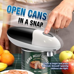 Electric Can Opener, One Press Start/Stop, Automatic portable, Black/White
