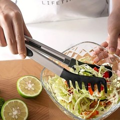 10 Inch Stainless Steel Food Tongs Pasta Salad Grilling Heat Resistant Handle
