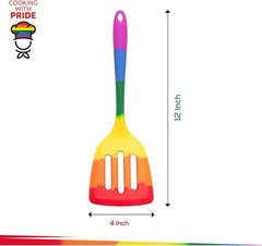Cooking With Pride Non-Stick Slotted Turner, Heat-Safe Silicone With Iron Core,
