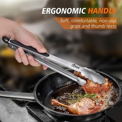 Stainless Steel Kitchen Tongs, Set of 2-9″ and 12″, Locking Metal Food Tongs