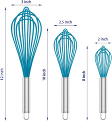 Silicone Whisk Set of 4 Nonstick Heat Resistant 480°F Kitchen Cooking Tools