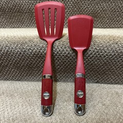 KITCHENAID PROFESSIONAL RED UTENSIL LOT BAKING SPATULA & LARGE SLOTTED SPATULA