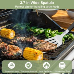 Beijiyi 2-Piece Stainless Steel Spatula Set, 13.3″ & 11.3″ Slotted Turner, Heavy
