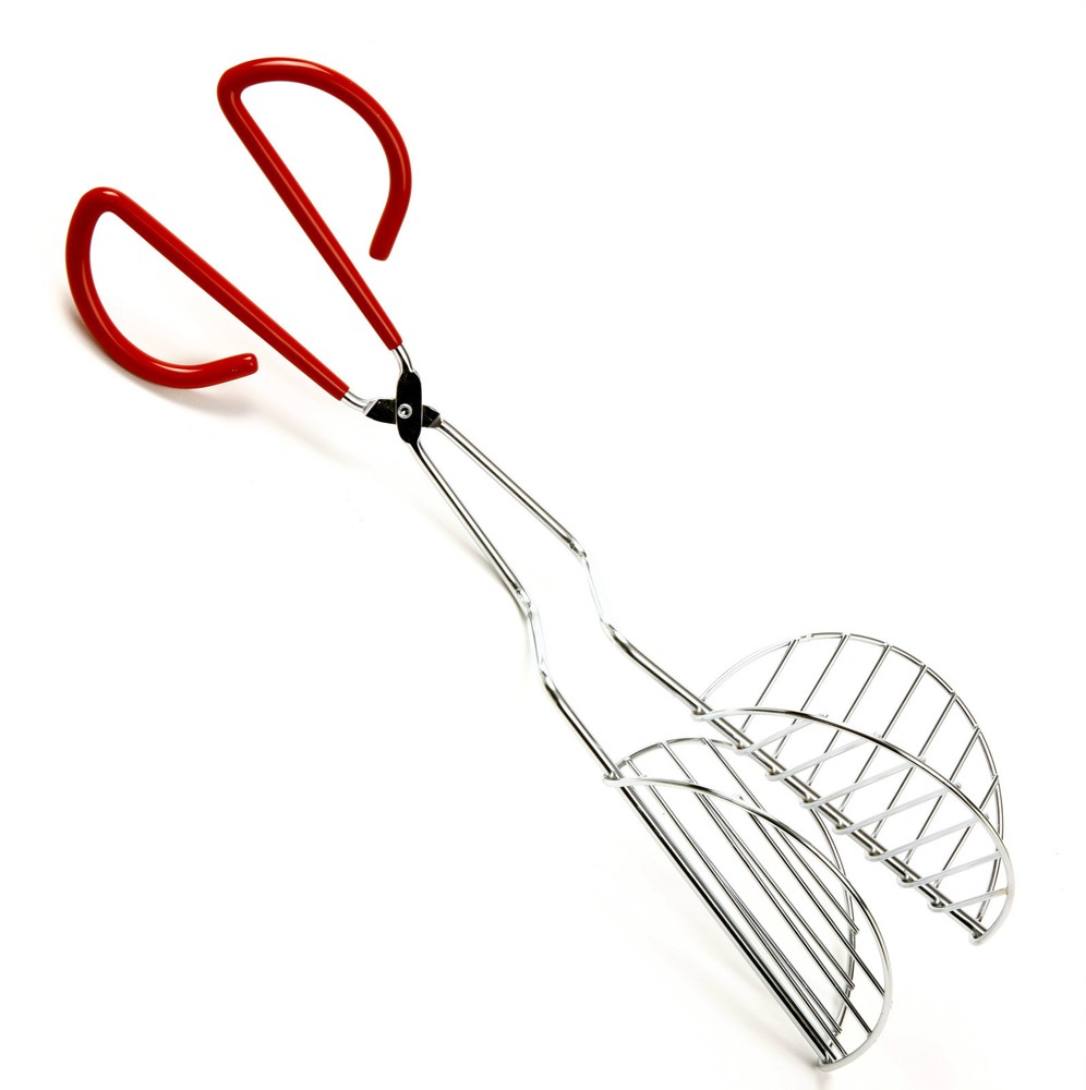 Taco Shell Fry Tongs Stainless Steel Tortilla Maker with Red Handle