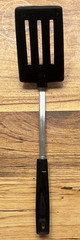 Ekco Slotted Spatula Turner, Black Handle Silver Metal Shaft, Plastic/Metal