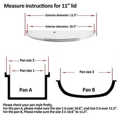 Tempered Glass Lid for Frying Pan Skillets 11″ 12″ Stainless Replacement Cover