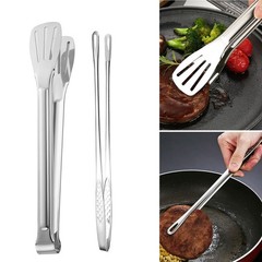 (2PCS) Stainless Steel Steak Clamp Food Clip Tongs Bread Meat BBQ Cooking Tool