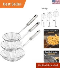 Dishwasher-Safe Stainless Steel Spider Strainer Set – 3 Sizes for Easy Food Prep