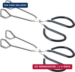 Stainless Steel Kitchen Scissor Tongs 10in Heavy Duty Set of 2