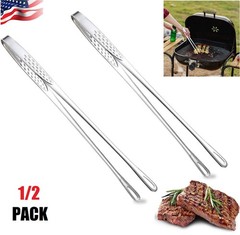 2× 11 Inches Kitchen Tongs Korean BBQ Tweezers for Cooking Stainless Steel USA